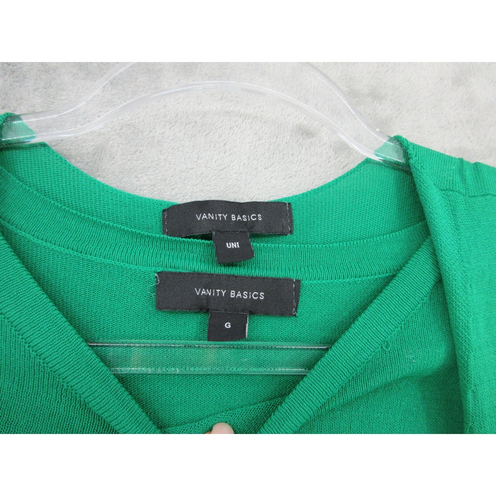 Vanity Basics Sweater Set Womens Size L Duster Twinset Kelly Green Stretch Knit - Picture 9 of 16